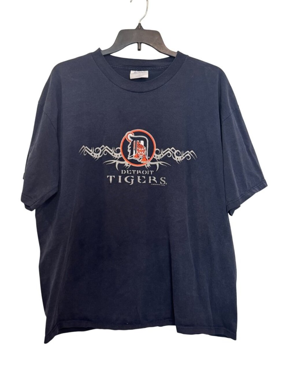 Detroit Tigers Navy Blue Graphic T-Shirt Mens Vintage Style VF Knitwear